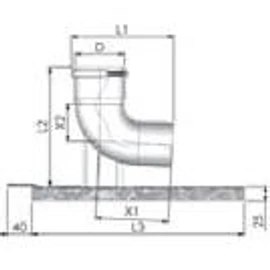 Tricox PPs bekötő könyök 80mm tartó sínnel