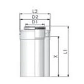 Tricox PPs/Alu cső 60/100mm, hossz 500mm