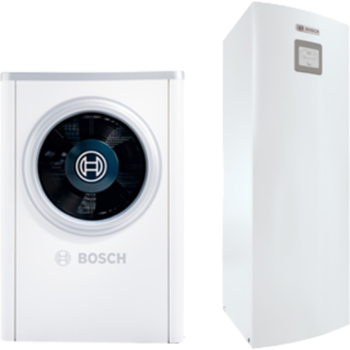 Bosch Compress 6000 AW-5+AWM S 5-9 Levegő-víz hőszivattyú 5 kW,  elektromos kiegészítő fűtéssel, szolár
